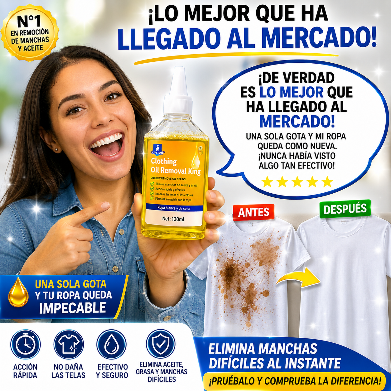 REMOVEDOR DE MANCHAS Y ACEITE PARA ROPA